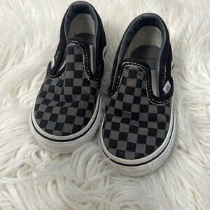 Kids VANS CLASSIC SLIP-ON CHECKERBOARD BLACK/PEWTER GRAY CHECKER